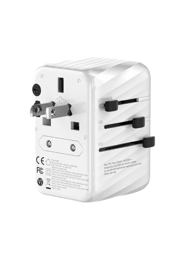 Eone 45W GaN Travel Charger – White Color, Universal Socket with 5-Port USB & USB-C – Compact Charging Solution - Image 2